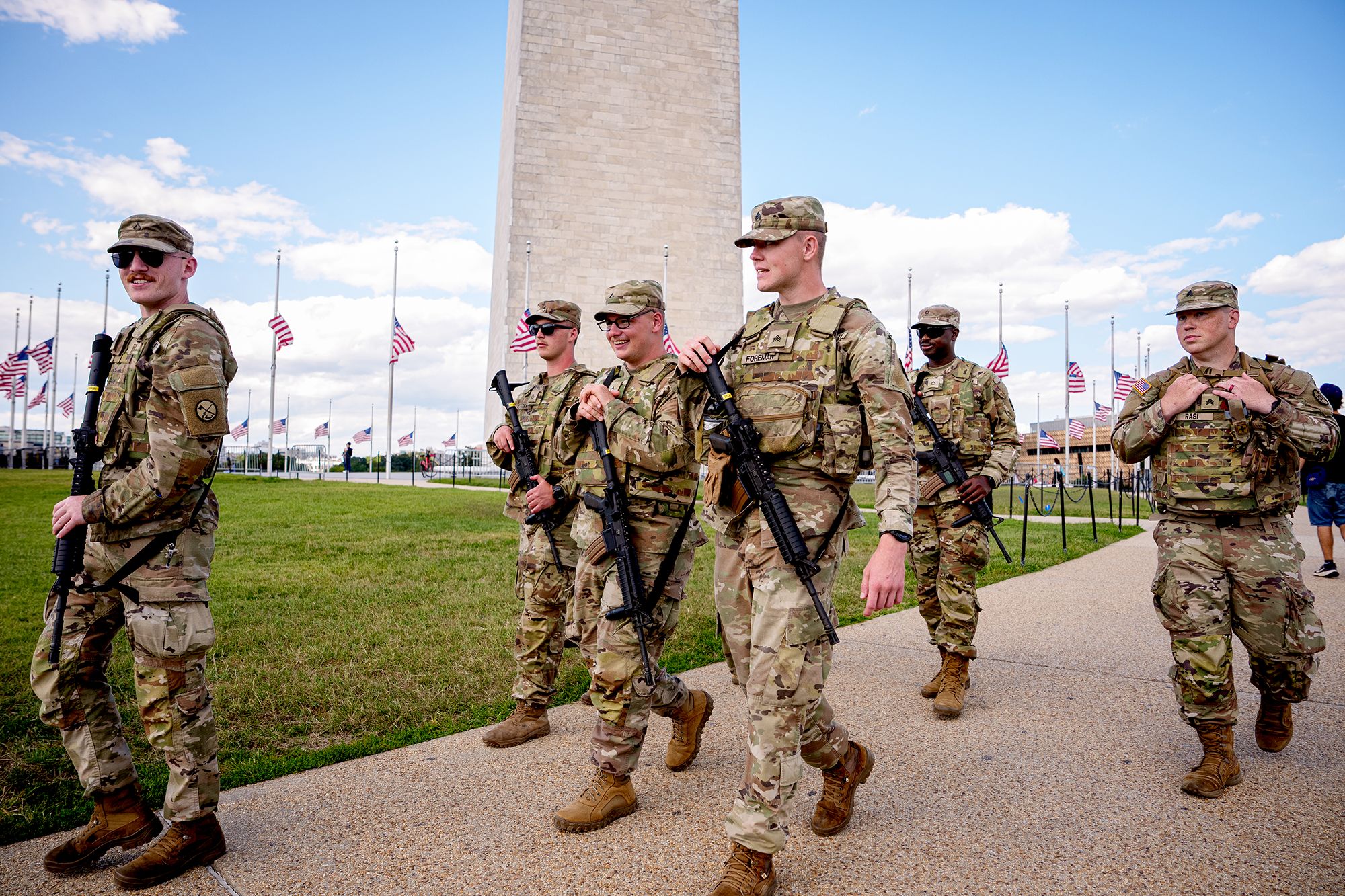 National Guard At Washington Memorial